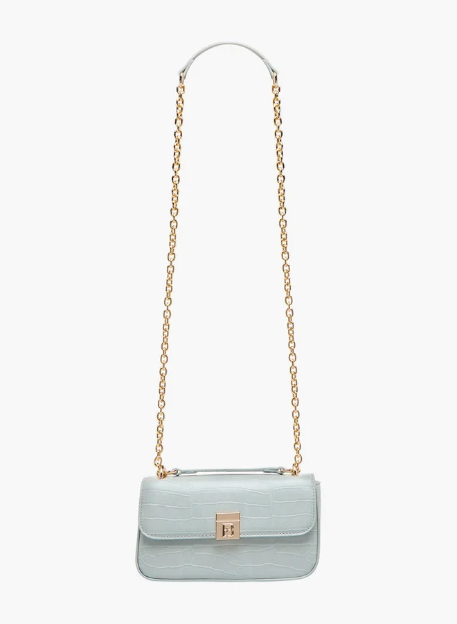 Flora Bella By Shoexpress Textured Crossbody Bag with Magnetic Flap Closure and Chain Strap