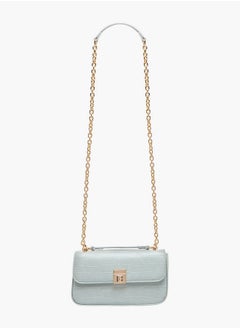 Flora Bella By Shoexpress Textured Crossbody Bag with Magnetic Flap Closure and Chain Strap  - Image 2