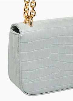 Flora Bella By Shoexpress Textured Crossbody Bag with Magnetic Flap Closure and Chain Strap  - Image 5