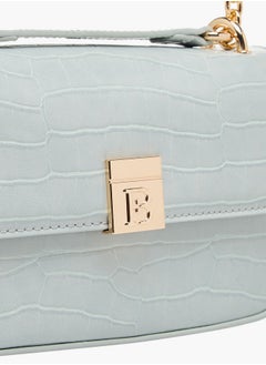 Flora Bella By Shoexpress Textured Crossbody Bag with Magnetic Flap Closure and Chain Strap  - Image 4
