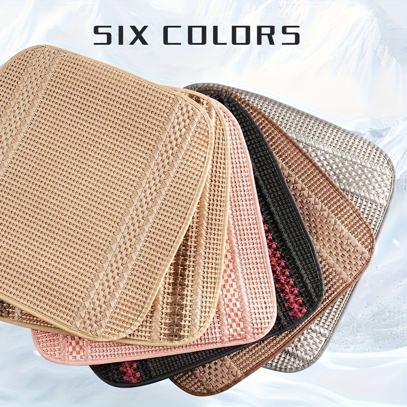 Two Pcs Pink Color Four Season Ice Sliding Fiber Fabric Car Seat Cushions Non Slip Breathable High End Luxury Car Accessories - Image 1