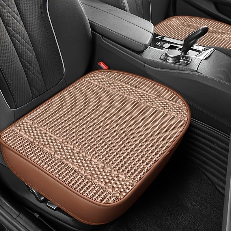 Two Pcs Pink Color Four Season Ice Sliding Fiber Fabric Car Seat Cushions Non Slip Breathable High End Luxury Car Accessories - Image 5