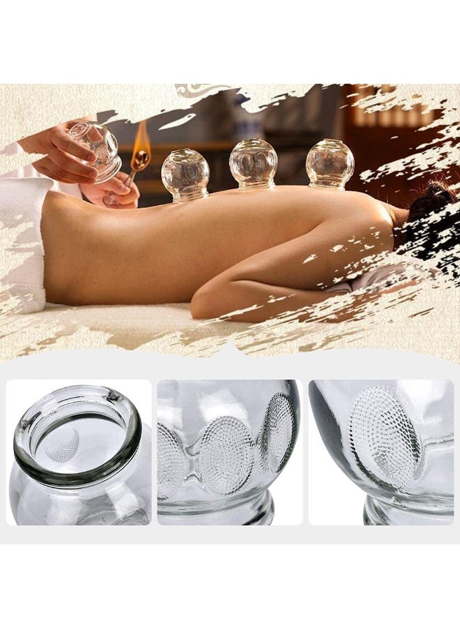 BreeJooy Glass Cupping Massage Set Cups Therapy: 12 Pcs Glass Fire Cup Vacuum Suction Kit Anti Cellulite for Body Back Large Jars Chinese Muscle Tool Dry Wet Hot Home - Image 3