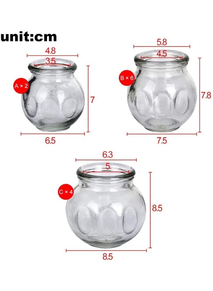 BreeJooy Glass Cupping Massage Set Cups Therapy: 12 Pcs Glass Fire Cup Vacuum Suction Kit Anti Cellulite for Body Back Large Jars Chinese Muscle Tool Dry Wet Hot Home - Image 5