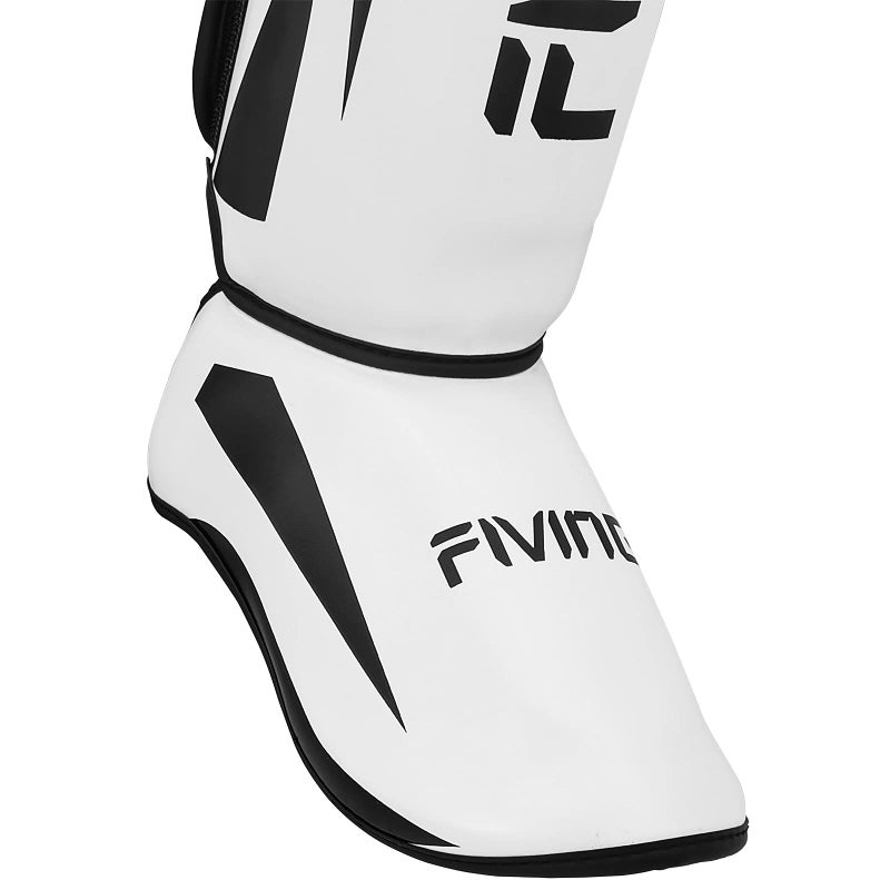 FIVING MMA Martial Arts Shin Guards – Padded, Adjustable Muay Thai Leg Guards with Instep Protection for Kickboxing/MMA Training and Sparring – Durable, Professional MMA Equipment (White, Small) - Image 4