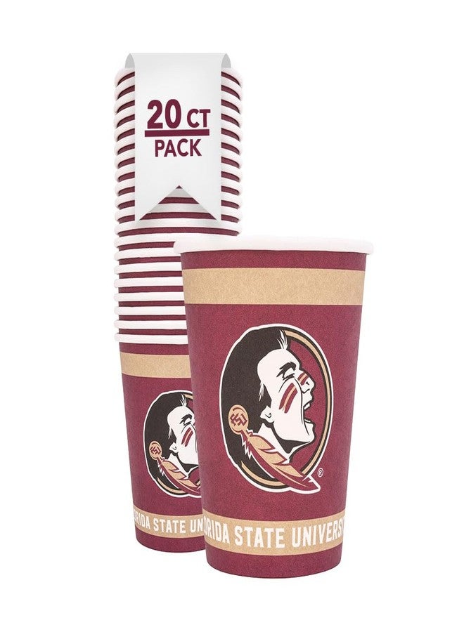 Desert Cactus Florida State University Paper Cups FSU Seminoles 20 Count 9 Ounce Cold Beverage for Tailgates, Graduation, Party and Game Day Decoration (Design A) - Image 1