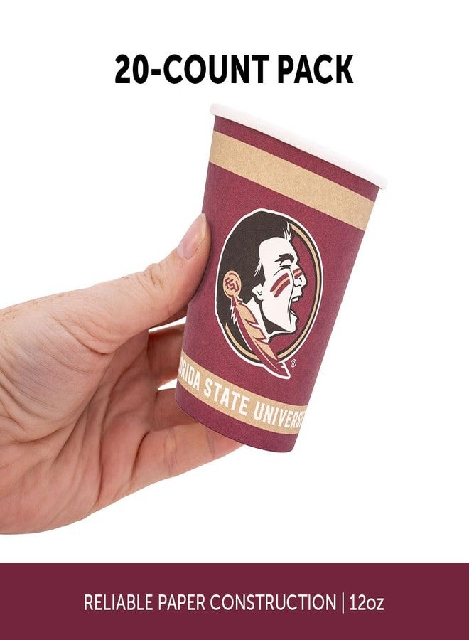 Desert Cactus Florida State University Paper Cups FSU Seminoles 20 Count 9 Ounce Cold Beverage for Tailgates, Graduation, Party and Game Day Decoration (Design A) - Image 2