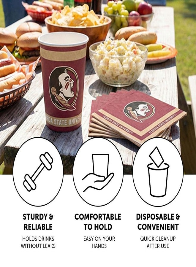 Desert Cactus Florida State University Paper Cups FSU Seminoles 20 Count 9 Ounce Cold Beverage for Tailgates, Graduation, Party and Game Day Decoration (Design A) - Image 3