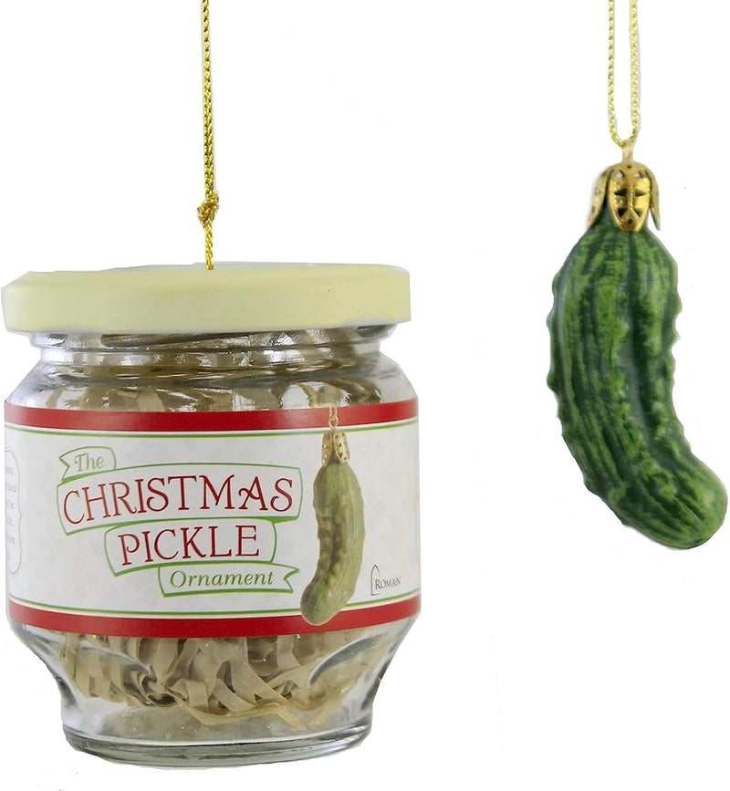 Roman Holiday Traditions Roman Christmas Pickle Ornament with Decorated Glass Jar - 1.5-Inch - Image 3