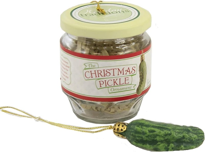 Roman Holiday Traditions Roman Christmas Pickle Ornament with Decorated Glass Jar - 1.5-Inch - Image 1