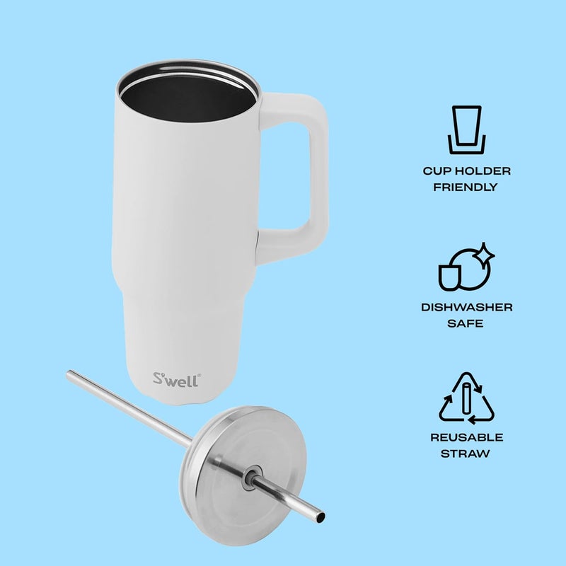S'well Recycled Stainless Steel Tumbler XL with Straw and Handle, 30oz, Moonstone, Triple Layered Vacuum Insulated Container Keeps Drinks Cold 36 hours and Hot for 9, BPA Free - Image 3