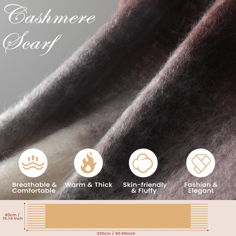 coclothy Women's Winter Scarfs, Mohair Vintage Scarf for Cold Weather, Large Chunky Scarf Cashmere Feel Blanket Pashmina Wrap - Image 4