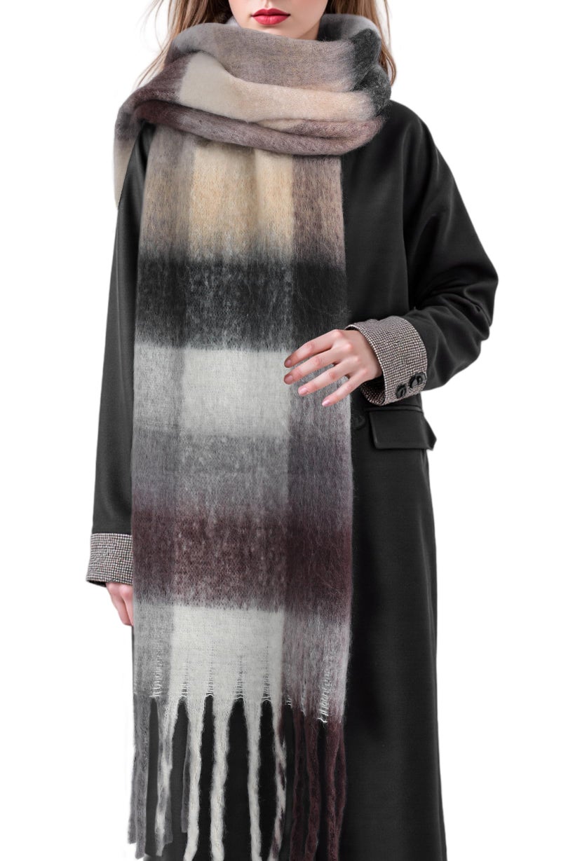 coclothy Women's Winter Scarfs, Mohair Vintage Scarf for Cold Weather, Large Chunky Scarf Cashmere Feel Blanket Pashmina Wrap - Image 1