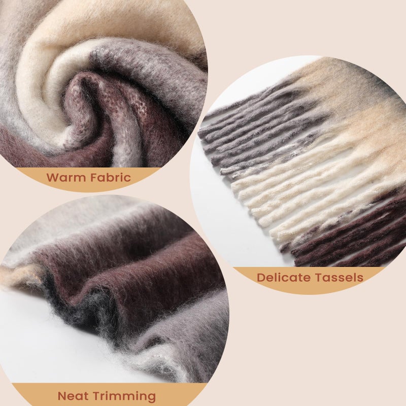 coclothy Women's Winter Scarfs, Mohair Vintage Scarf for Cold Weather, Large Chunky Scarf Cashmere Feel Blanket Pashmina Wrap - Image 3