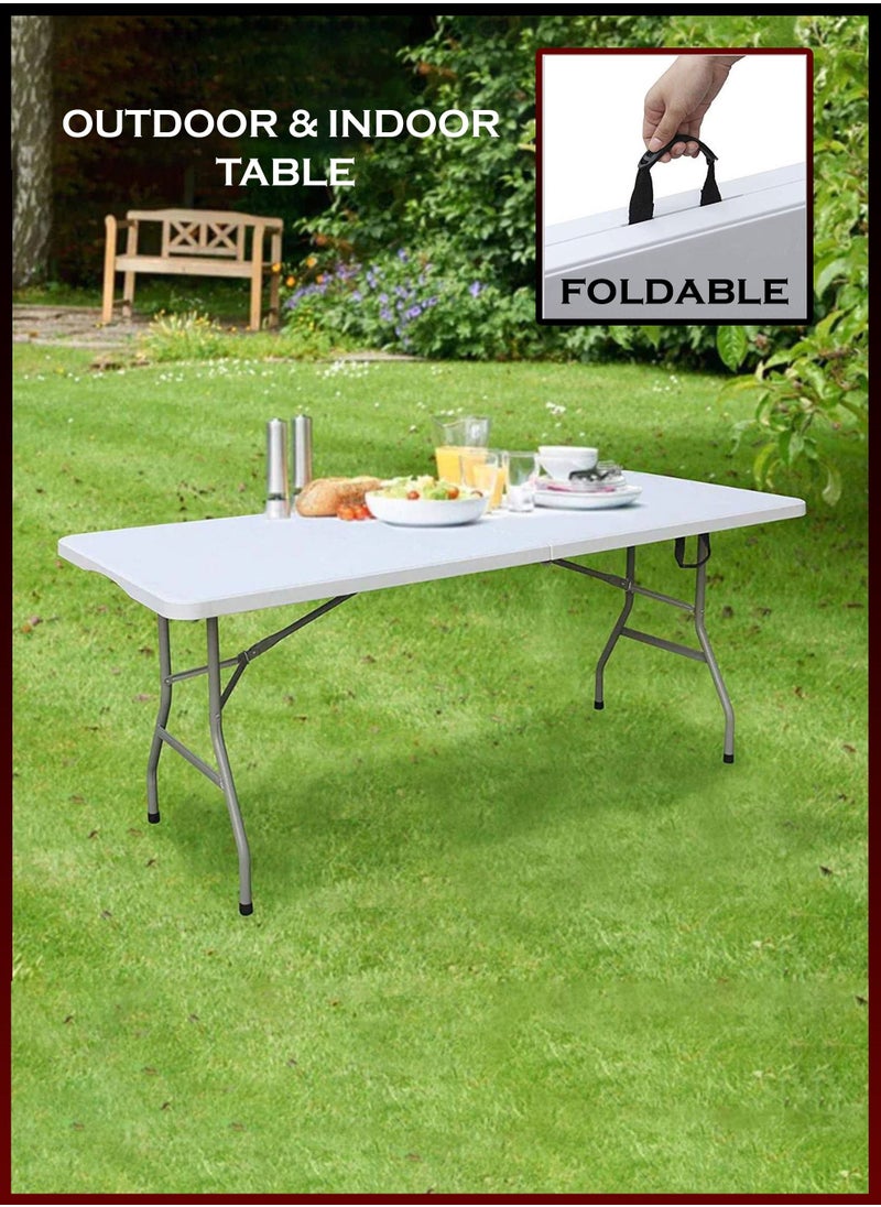 Toshionics - 180cm Heavy Duty Folding Table with Carry Handle Portable Collapsible Desk For Camping Beach Picnic BBQ Indoor Outdoor Parties Home & Garden - Image 1