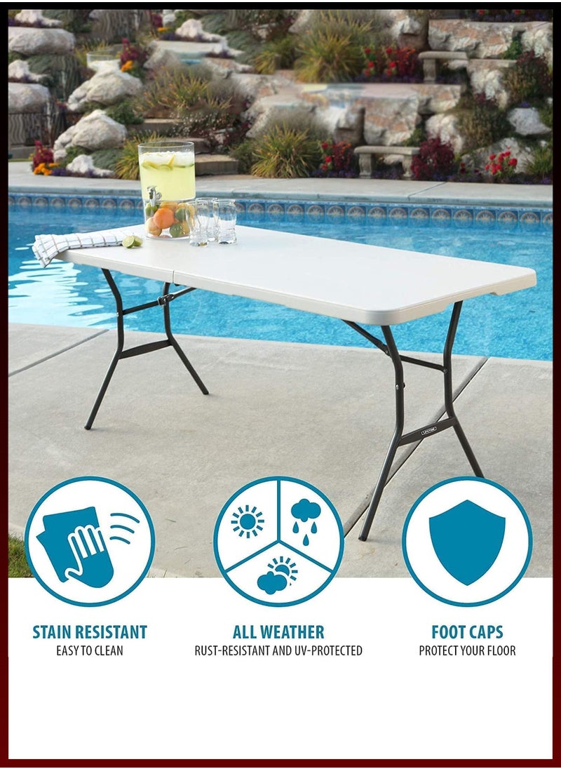 Toshionics - 180cm Heavy Duty Folding Table with Carry Handle Portable Collapsible Desk For Camping Beach Picnic BBQ Indoor Outdoor Parties Home & Garden - Image 1