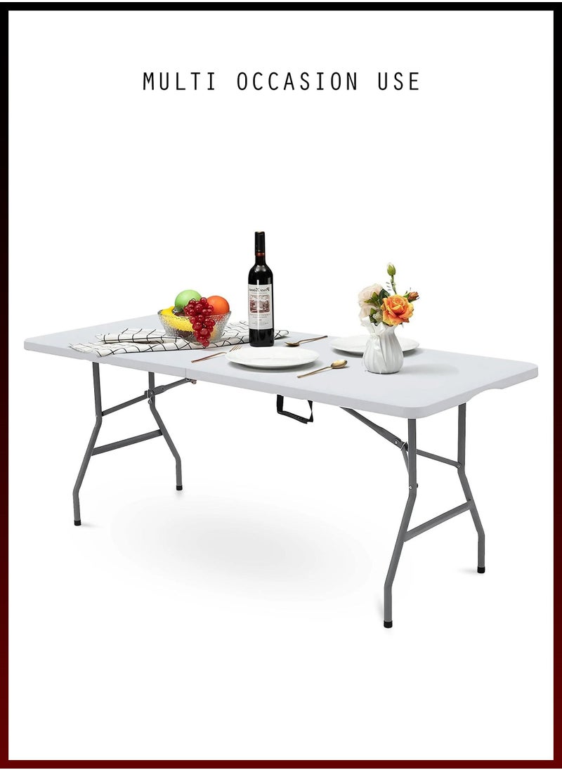 Toshionics - 180cm Heavy Duty Folding Table with Carry Handle Portable Collapsible Desk For Camping Beach Picnic BBQ Indoor Outdoor Parties Home & Garden - Image 1
