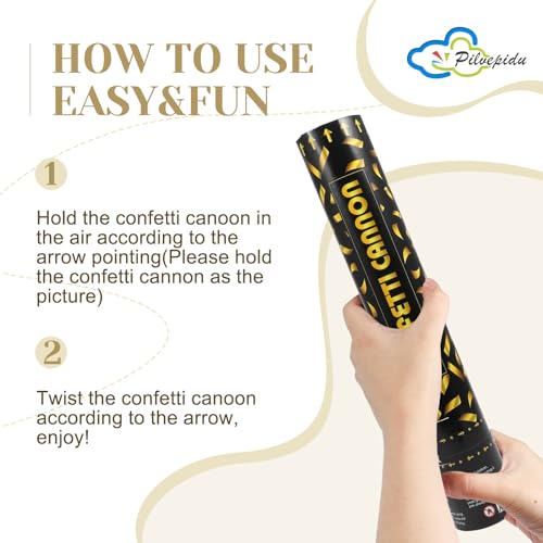 Pilvepidu Black gold Confetti Poppers,6pack 12inch Confetti Wands For Birthday,Indoor Wedding,Party,Celebrations,Photo Shoots and New Year (Black gold 6Pack) - Image 3