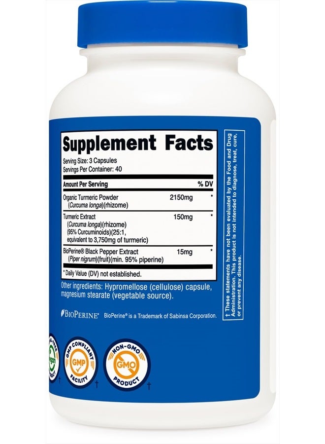 Nutricost كركم كركمين مع بايوبيرين و 95% كركومينويد، 2300 ملغ، 120 كبسولة، كبسولات نباتية، 767 ملغ لكل كبسولة، 40 حصة، خالي من الغلوتين، غير معدّل وراثيًا - Image 3