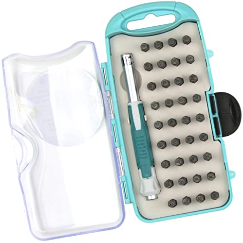 Cousin DIY Stamp & Go Metal Stamping Kit for Jewelry Making, Bits with Letters, Numbers and Symbols, Teal - Image 2