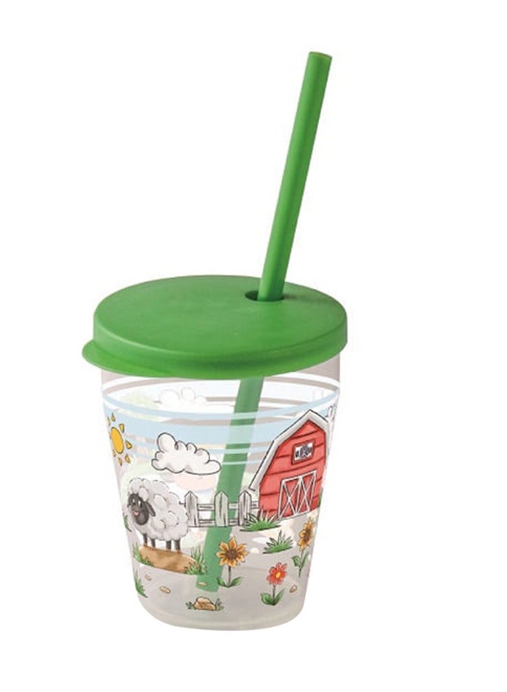 سنيبس كوب فارم كيدز مع شفاطة وغطاء أخضر وشفاف 385 مل - Image 1