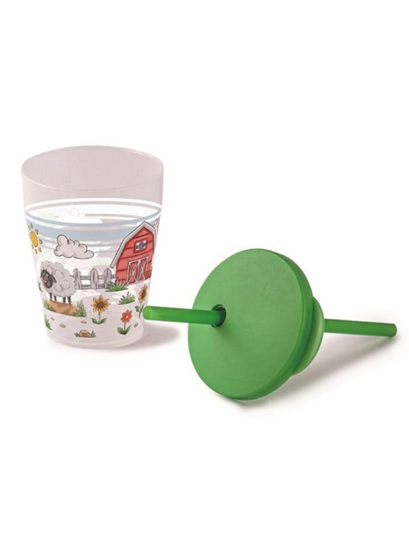 سنيبس كوب فارم كيدز مع شفاطة وغطاء أخضر وشفاف 385 مل - Image 2