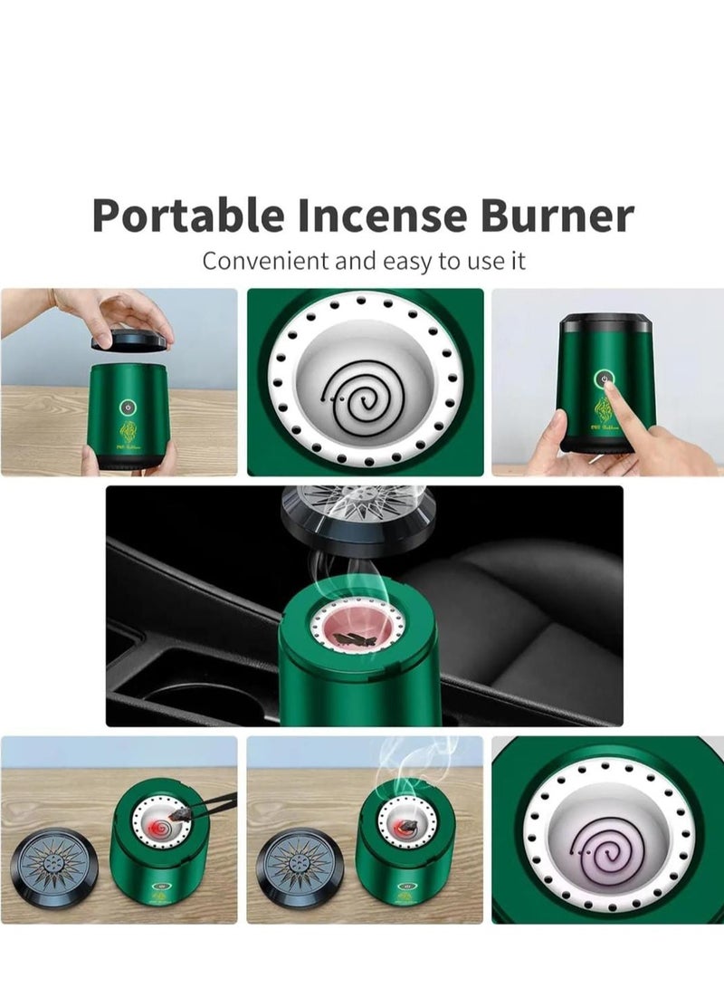 Oud Bakhoan Car USB Mini Type-C Power Rechargeable Incense Burner Decorations Green 9.8x7.4x6.7 cm  - Image 5