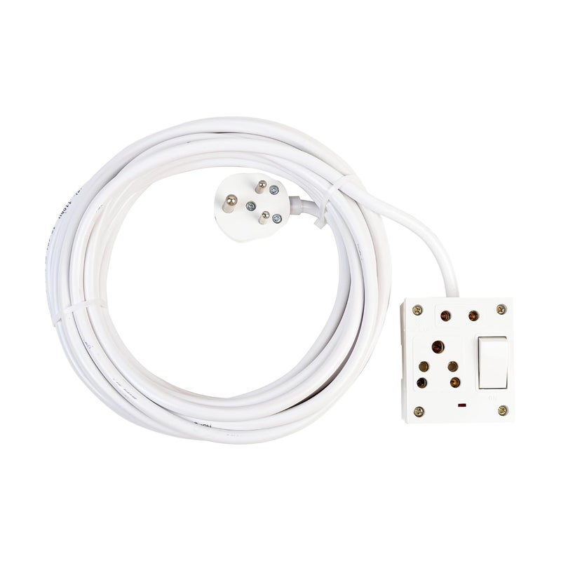 Ocko 6 Amp Electric Extension Board 2 3 Pin Plug Socket with Single Switch LED Indicator 15mm 3 Core 3 Meter Long Cable Cord for Home Kitchen Office Pack of 1 White - Image 2