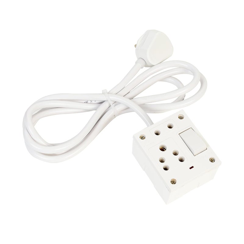 Ocko 6 Amp Electric Extension Board 2 3 Pin Plug Socket with Single Switch LED Indicator 15mm 3 Core 3 Meter Long Cable Cord for Home Kitchen Office Pack of 1 White - Image 1