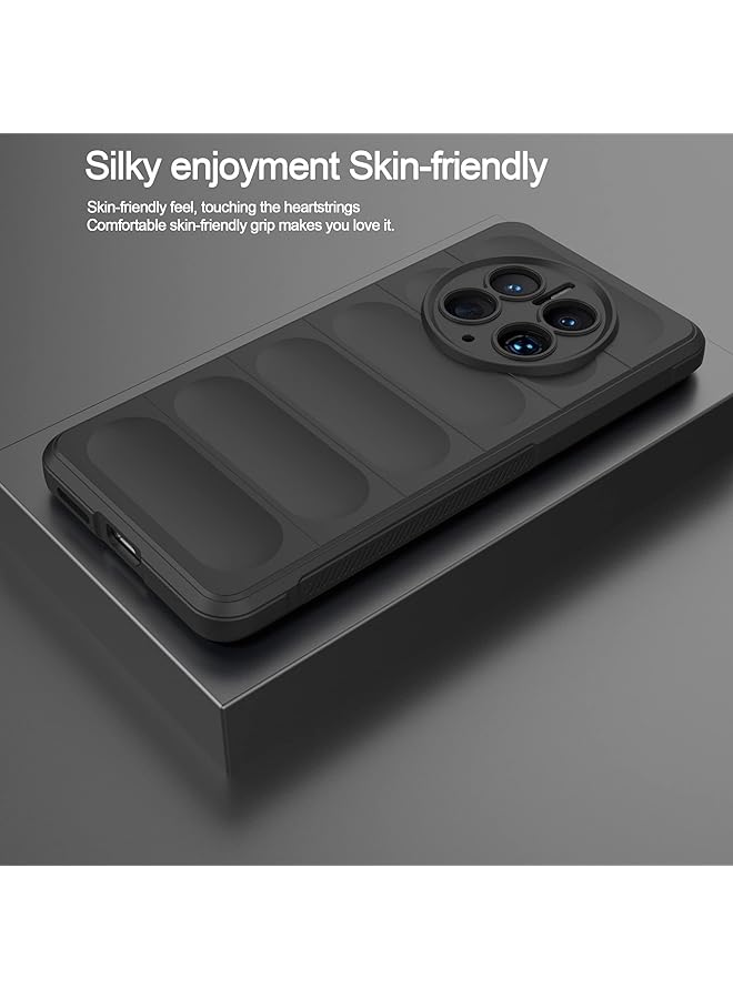 إيروريكس جراب متوافق مع هاتف Huawei Mate 50 Pro، ملمس جلدي غير لامع، مضاد لبصمات الأصابع، مضاد للسقوط، غطاء حماية شامل، جراب سيليكون للشحن اللاسلكي لهاتف Mate 50 Pro، أسود - Image 2