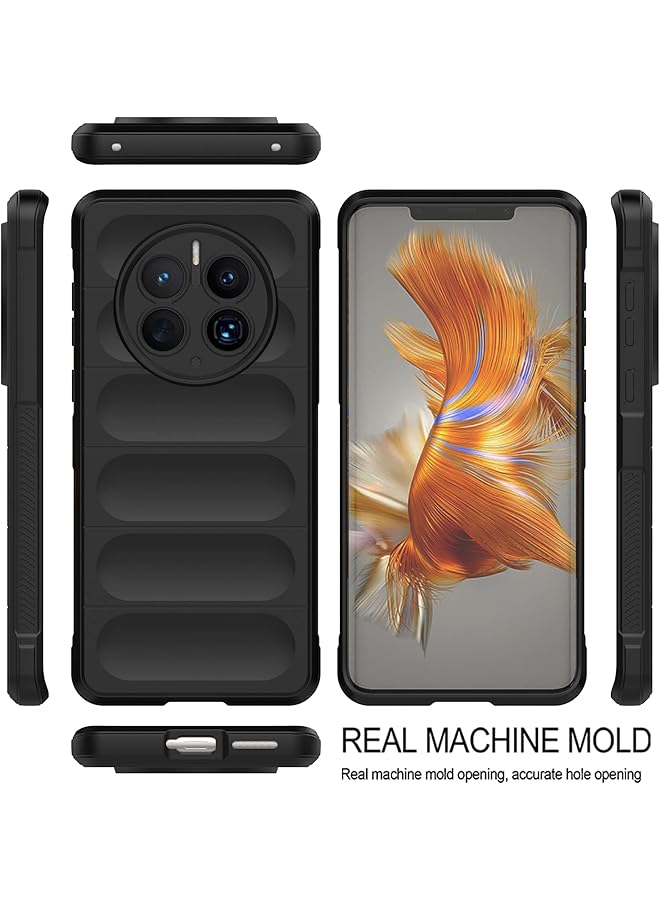 إيروريكس جراب متوافق مع هاتف Huawei Mate 50 Pro، ملمس جلدي غير لامع، مضاد لبصمات الأصابع، مضاد للسقوط، غطاء حماية شامل، جراب سيليكون للشحن اللاسلكي لهاتف Mate 50 Pro، أسود - Image 3