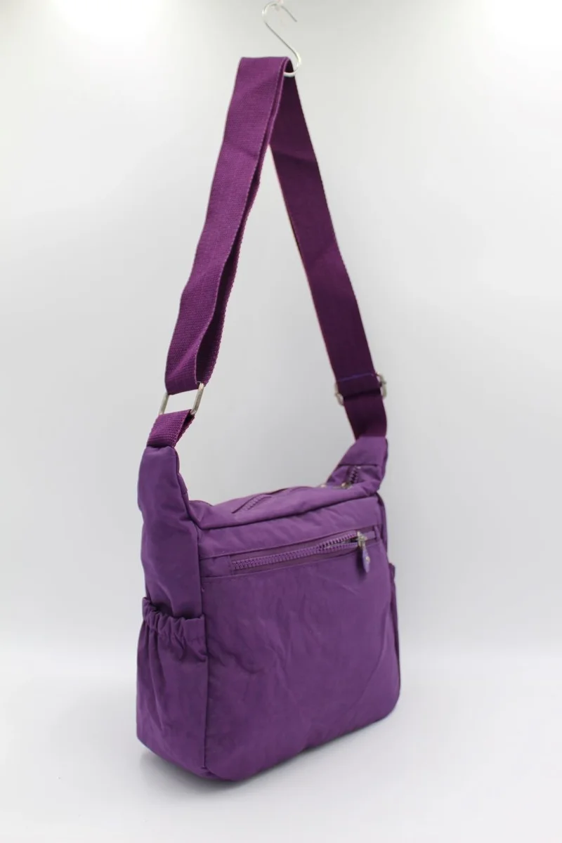 بيفيتون Purple Color Clinkir Light Fabric 8 Compartment Crossbody Messenger Shoulder Bag / 3100