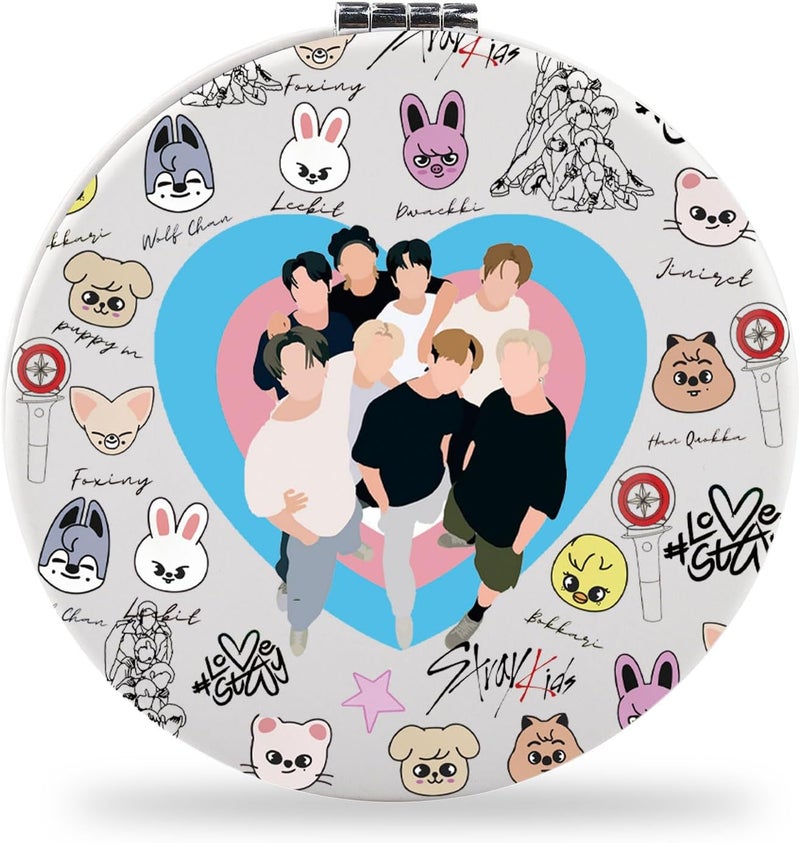 SEIRAA K-Pop SKZ Pocket Mirror - Compact Makeup Mirror - Kpop SKZ Gifts - 8 Animal Merchandise