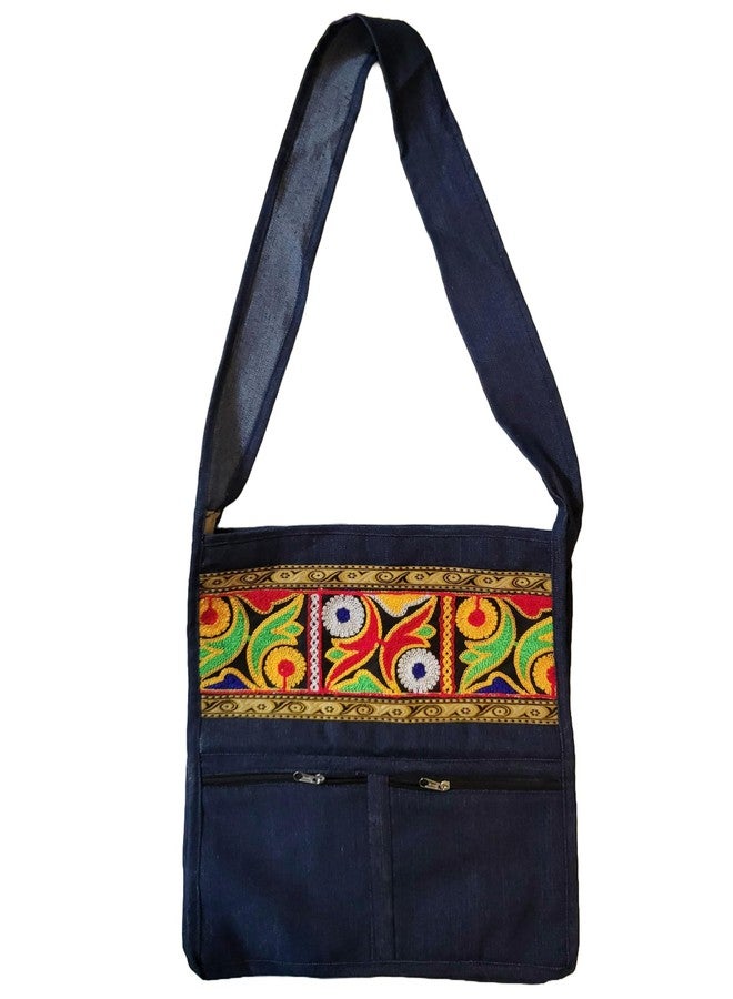 CLASSIQUE Shantiniketan Denim Embroidery Teacher’s Sling Bag for Man & Women - Image 3