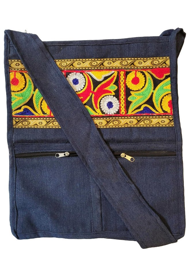 CLASSIQUE Shantiniketan Denim Embroidery Teacher’s Sling Bag for Man & Women - Image 2