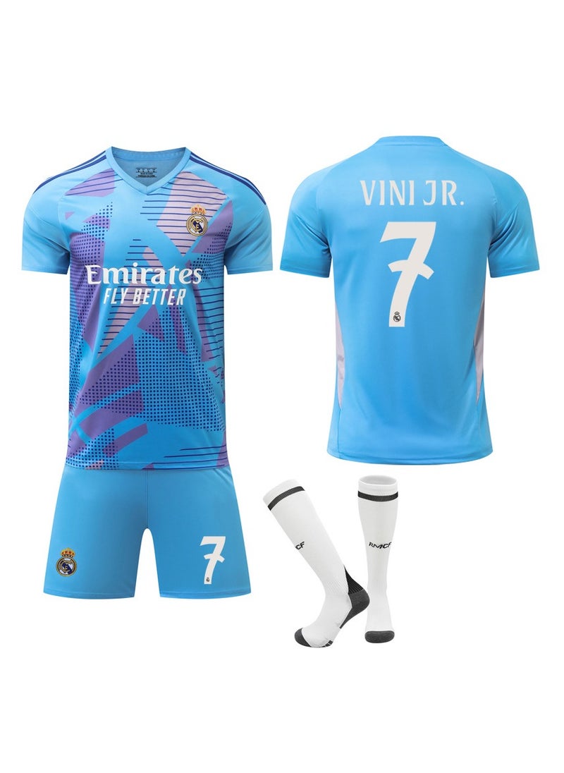 General - 2024-2025 Season Football Jersey VINI JR#7 Football Jersey/Shorts Socks Gift Set Kids Size & Adult Size, Gift for Fan Friends - Image 1