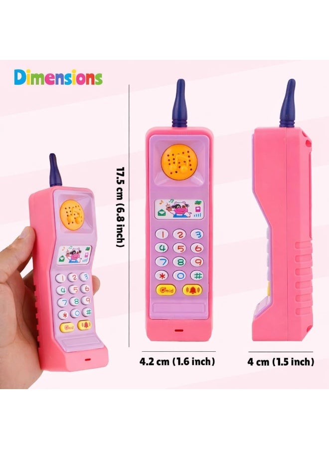 ARGT هاتف ألعاب موسيقي للأطفال - عبوة من 3 | هاتف محمول للأطفال مع ضوء وصوت وموسيقى | لعبة تعليمية تمثيلية للأطفال من 1-6 سنوات | لون عشوائي - Image 2