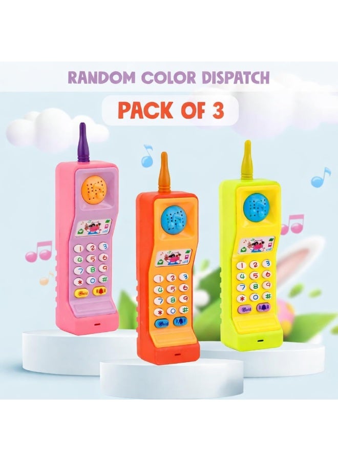 ARGT هاتف ألعاب موسيقي للأطفال - عبوة من 3 | هاتف محمول للأطفال مع ضوء وصوت وموسيقى | لعبة تعليمية تمثيلية للأطفال من 1-6 سنوات | لون عشوائي - Image 5