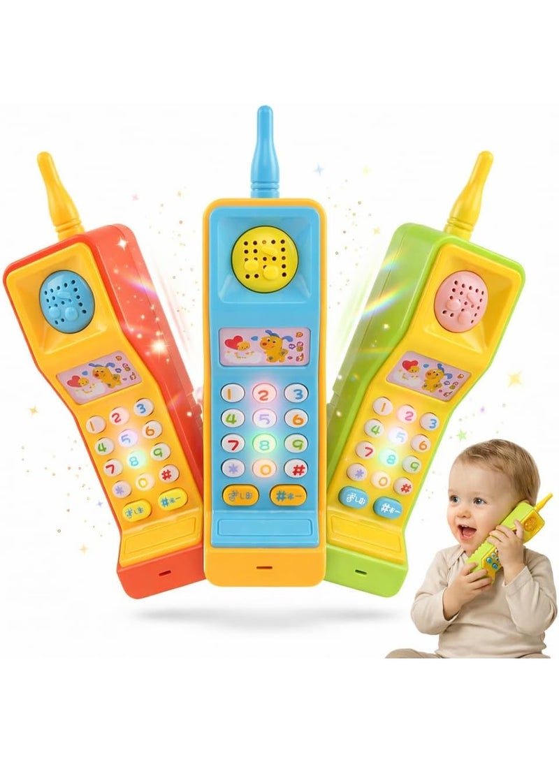 ARGT هاتف ألعاب موسيقي للأطفال - عبوة من 3 | هاتف محمول للأطفال مع ضوء وصوت وموسيقى | لعبة تعليمية تمثيلية للأطفال من 1-6 سنوات | لون عشوائي - Image 1
