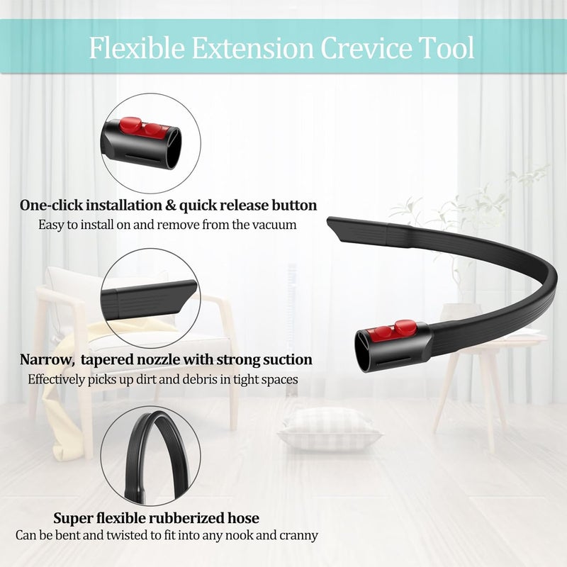 Charlux 22.6" Flexible Crevice Tool for Dyson V7 V8 V10 V11 V12 V15 Gen5 Cordless Vacuum Cleaner Vacuum Cleaner Accessories Attachment for Dryer Vent Car Detailing Gaps and Corners Cleaning - 22.7" - Image 2