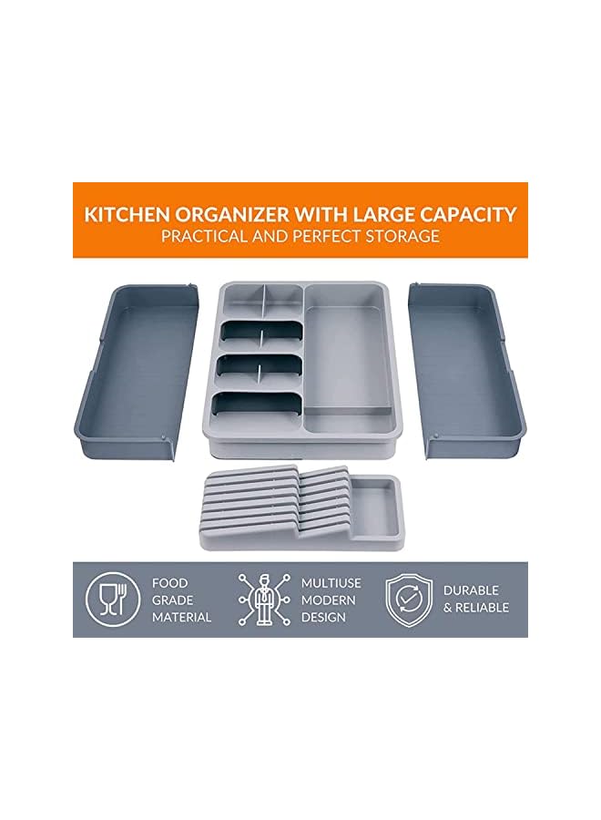 NANAO Knife Drawer Organizer Nanao Multifunctional Adjustable Cutlery Tray Drawer Organizer For Kitchen Utensils Knife Holder Drawer Storage Fit Save Space & Kitchen Safety (Select 3) - Image 4