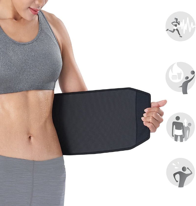 Bracoo Waist Trimmer Sweat Band for Women & Men, Sauna Belt for Lower Belly Fat, Adjustable Stomach Wrap for Workout & Core Support, SE22 Black - Image 2