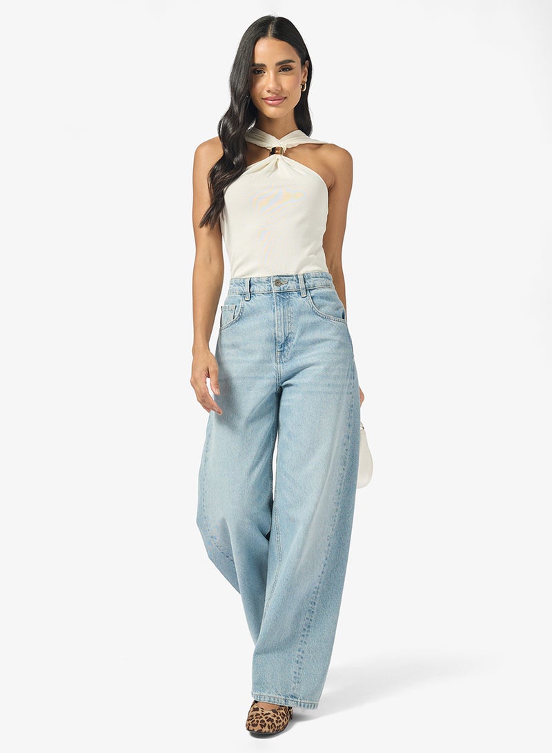 جينجر بلوزة بياقة هالتر مع لمسة ذهبية - Image 4