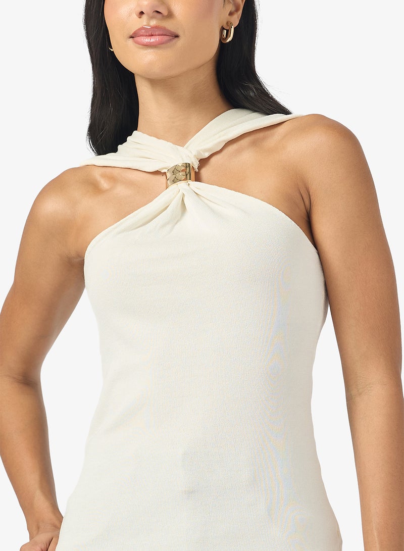 جينجر بلوزة بياقة هالتر مع لمسة ذهبية - Image 3