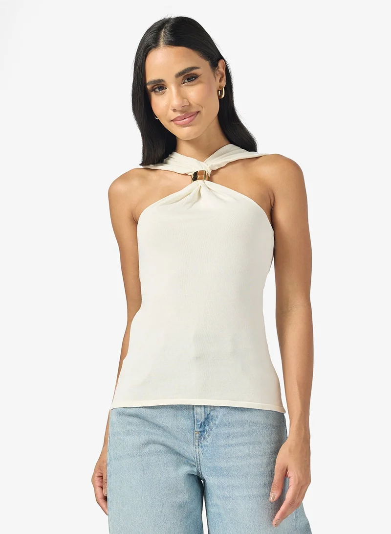 Ginger Halter Neck Top with Gold Accent