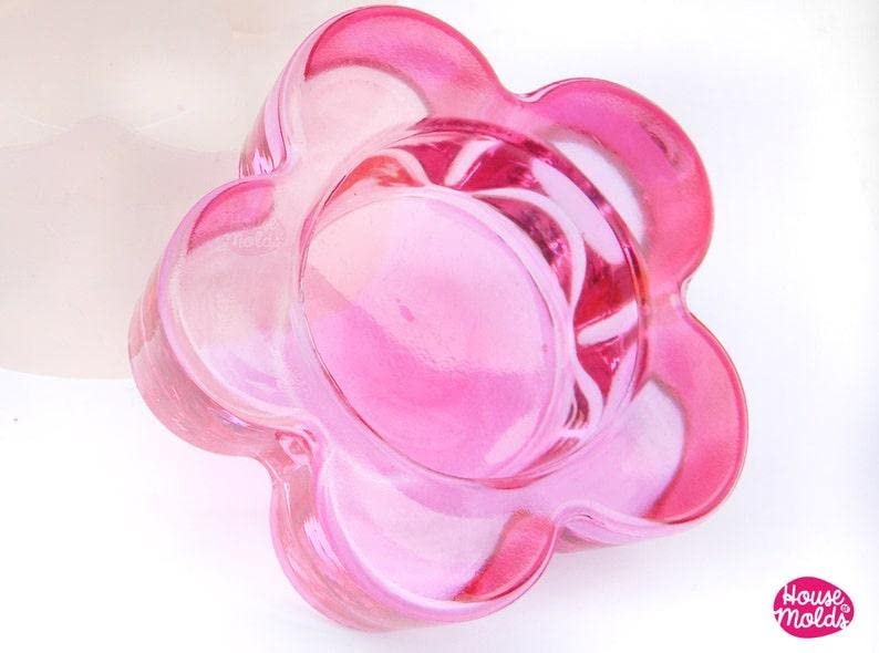 Snoogg SNOOGG Flower Shape Tealight Candle Holder Resin Silicone Mold, Epoxy Casting for DIY Pack-4  - Image 2