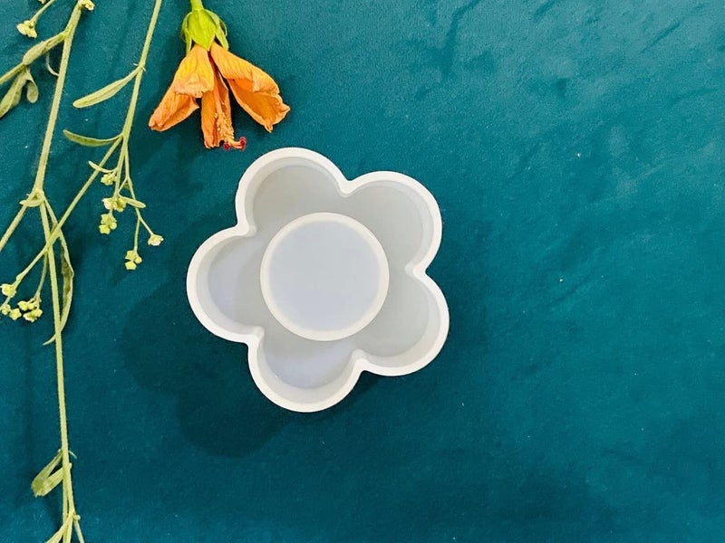Snoogg SNOOGG Flower Shape Tealight Candle Holder Resin Silicone Mold, Epoxy Casting for DIY Pack-4  - Image 1