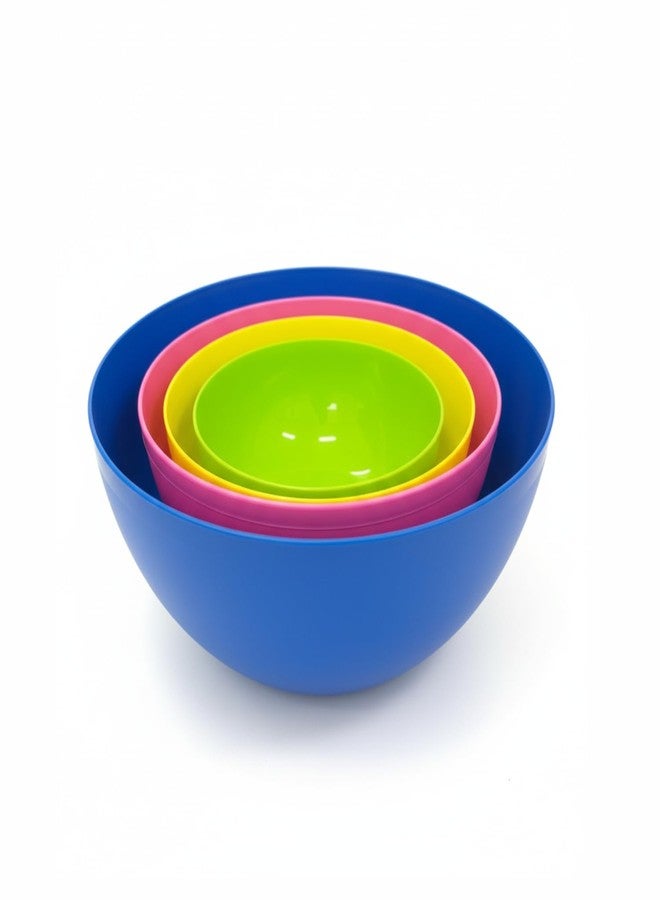 Gluman 4-Piece Mixing Bowl Set | Opaque Multi-Color Plastic Kitchen Bowls for Baking, Cooking, Meal Prep & Serving | Lightweight, Dishwasher Safe |Stackable Bowls (3200ml, 2000ml, 1350ml, 850ml) - Image 1