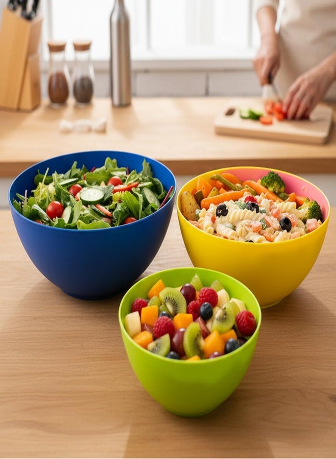 Gluman 4-Piece Mixing Bowl Set | Opaque Multi-Color Plastic Kitchen Bowls for Baking, Cooking, Meal Prep & Serving | Lightweight, Dishwasher Safe |Stackable Bowls (3200ml, 2000ml, 1350ml, 850ml) - Image 4