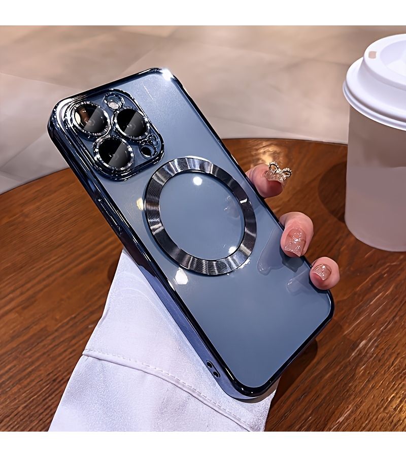 Light Blue Magnetic Phone Case For iPhone 13 Pro With Lens Protection Wireless Charging - Image 5